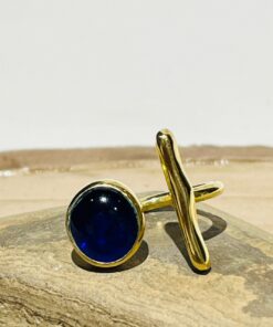 dark blue glass fusion handmade ring