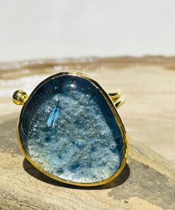 light blue glass fusion handmade ring