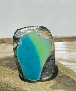 light blue green glass fusion handmade ring