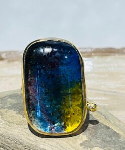 colorful galaxy handmade glass fusion ring