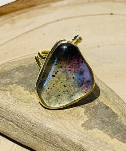 Galaxy colorful triangle handmade glass fusion ring