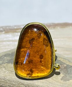 honey orange handmade glass fusion ring