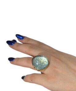 light blue handmade glass fusion ring