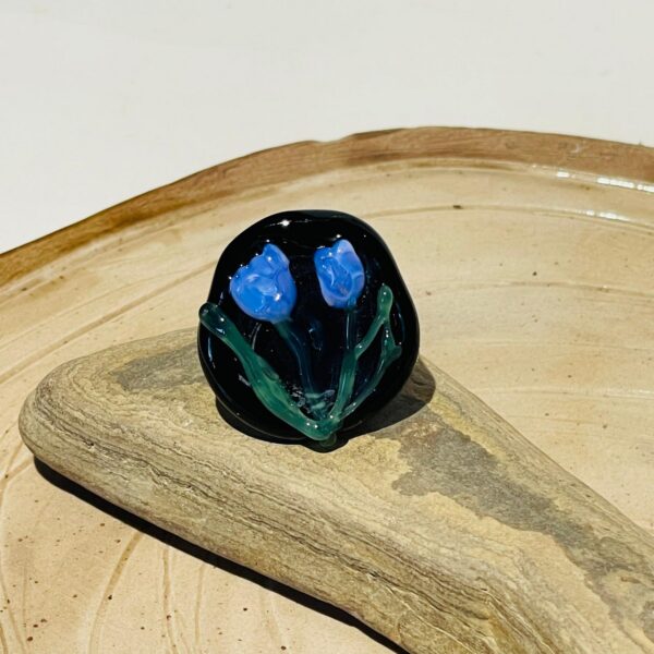 purple roses circle handmade glass fusion ring